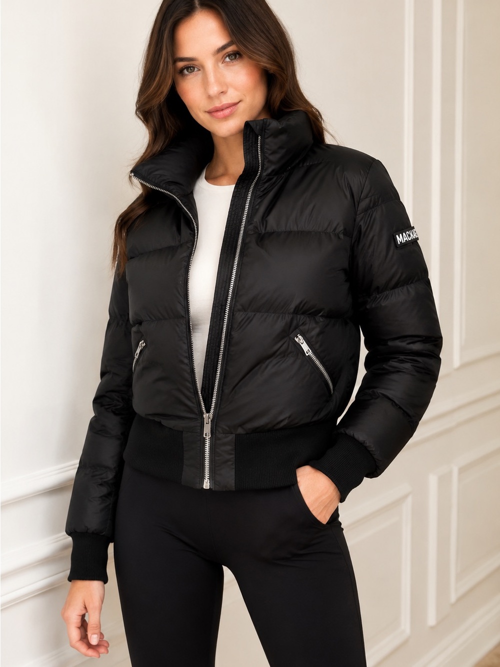 Mackage Black Quilted Cropped Puffer Jacket